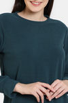Zivame Cosy Rib Knit Poly Winterwear Sweatshirt - Dark Sea — thumbnail 5